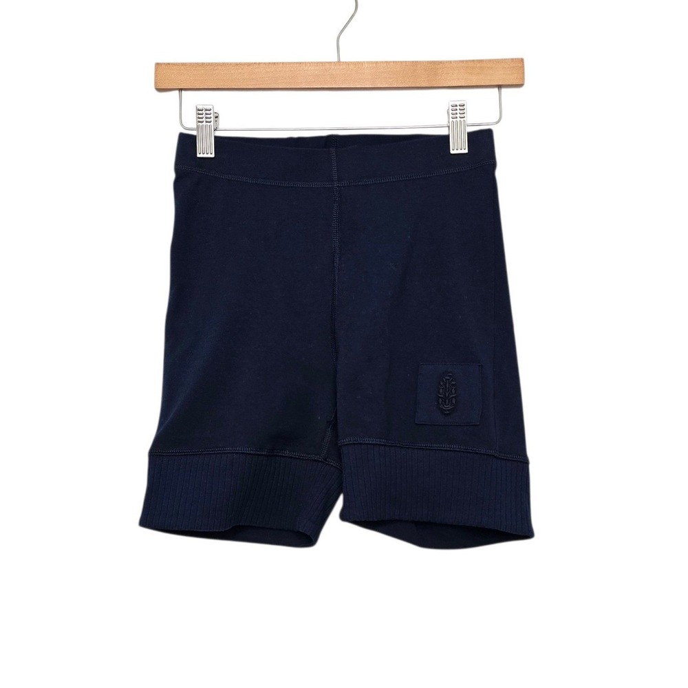 Free People Movement Navy Blue Ribbed Hem Biker Shorts Size XS Cotton Blend